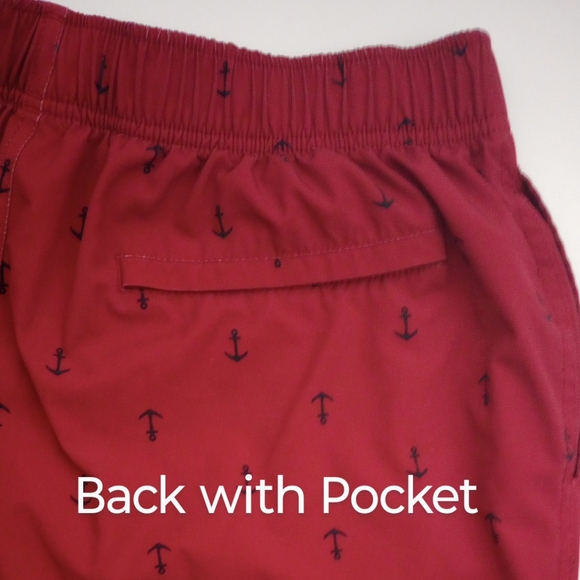 Nautica Men's Rust Colored Swim Trunks with Anchor Pattern, Size Medium - Picture 4 of 10